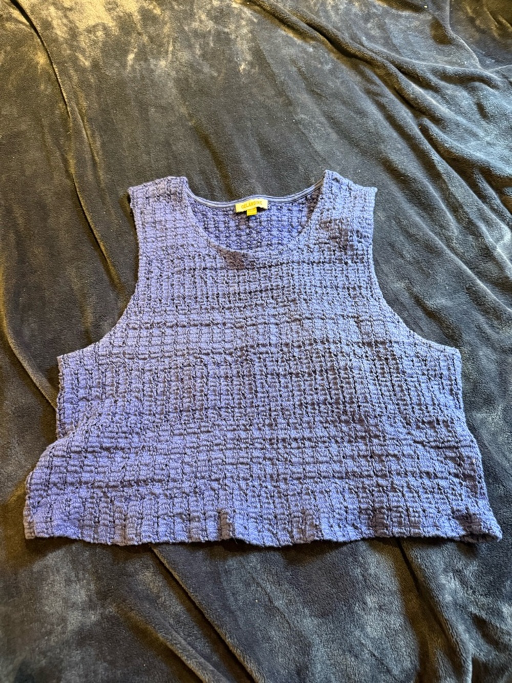 Sleeveless Textured Crop Top -blue